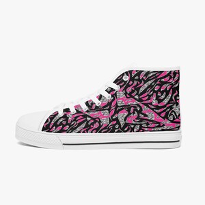 Skullfetti Classic High-Top Canvas Shoes - White/Black