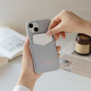 Porte-cartes en cuir personnalisé pour iPhone 15 14 12 13 11 Pro Max, coque de téléphone en cuir souple gravée des initiales/monogrammes