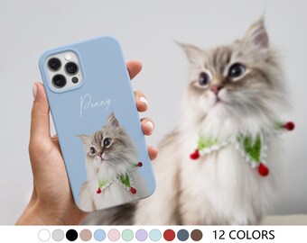 Coque pour iPhone 15 personnalisée pour animal de compagnie, portrait de chat personnalisé, coque pour iPhone personnalisée avec photo d'animal de compagnie, chien, coque personnalisée pour iPhone