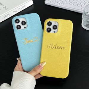 Personalisierte lederne iPhone Hülle, Monogramm, benutzerdefinierte Telefonhülle