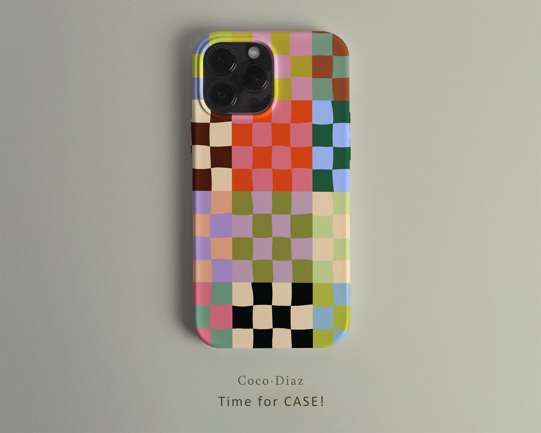 Designer Colorful Checkerboard iPhone 14 2022 Case, New Year Phone Case, iPhone 14 Plus Case, iPhone 12 Mini Cover