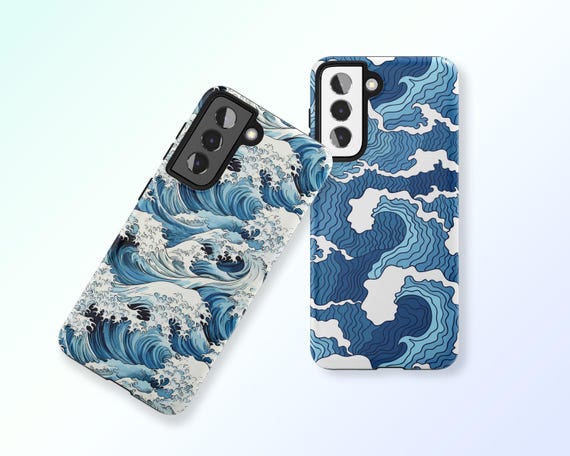 Wave Pattern Samsung Galaxy Phone Case, S24 S23 S22 S21 Ultra Plus