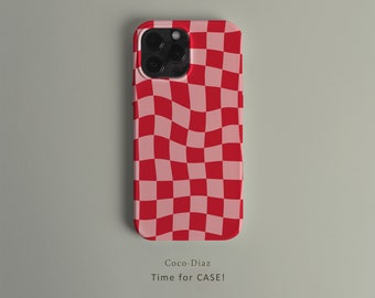 iPhone 15 Case, iPhone 15 Pro Case, iPhone 14 Pro Max Case, Red Checkerboard iPhone 13 12 11 Pro Max 12 Mini X 12 Pro Case