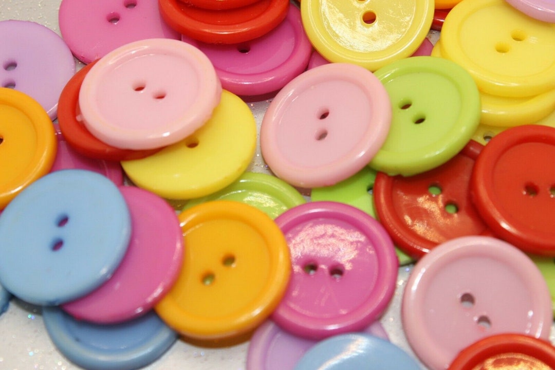 2-hole Plastic Buttons, Flat Round, Mixed Color, 24.5x2.5mm, Hole: 2mm ...