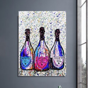 Champagne Wall Art Wall Decor Hand Painted Party Canvas Free Shipping Highest Quality LifeTime Warranty