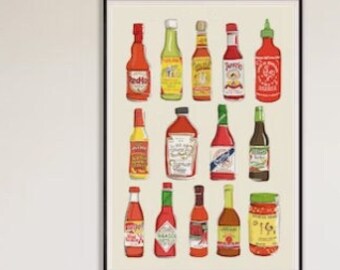 Hot Sauce Art Print Funny Hot Flavor Kitchen Humor