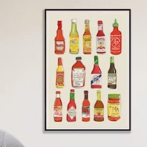 Hot Sauce Art Print Funny Hot Flavor Kitchen Humor