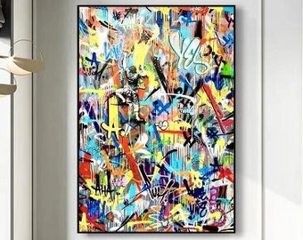 抽象グラフィティアートボーイキャンバス絵画抽象モダンプリントとポスターウォールアート画像リビングルームホームデコレーション