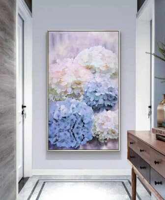 Abstract Hydrangea Hand Painted Oil Painting Large Floral Art Original ...