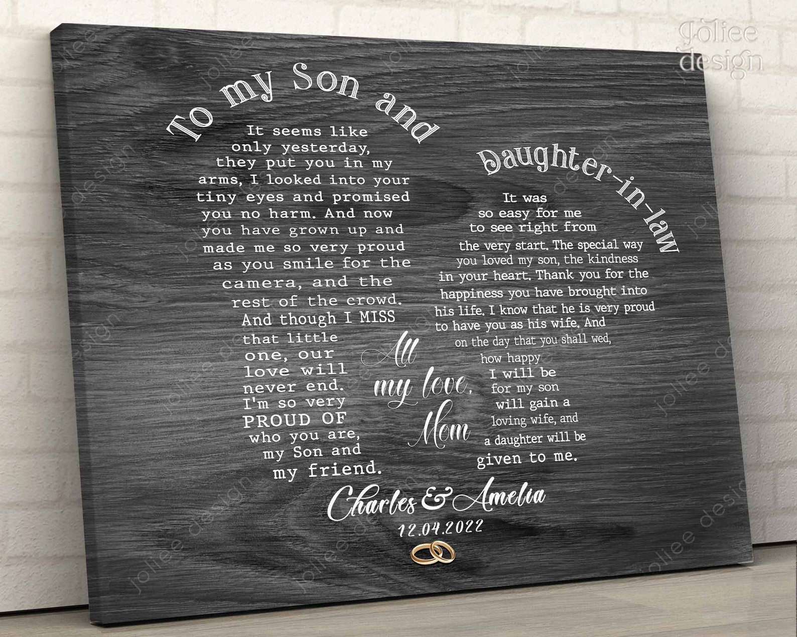 To My Son and Daughter in Law Wedding Gift From Mom First Etsy Canada