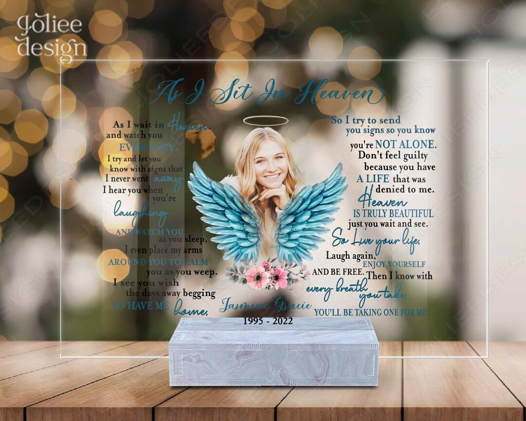 Loss of Daughter Angel Wings Memorial Plaque Gift as I Sit in Etsy