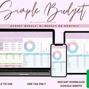 Budget Planner per Fogli Google, Foglio di calcolo del budget mensile, Tracker del budget della busta paga, Modello di budget settimanale, Budget quindicinale, Budgeting