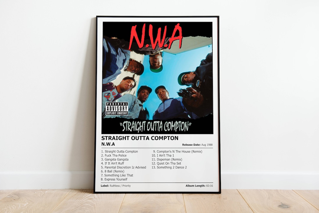 N.W.A Straight Outta Compton Album Cover Print Poster Wall Art Artwork A4, A3, A2 & A1 Sizes