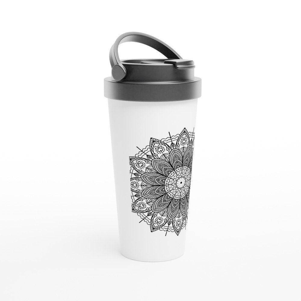 Mug de Voyage Blanc en Acier Inoxydable 443 Ml | 15 Oz