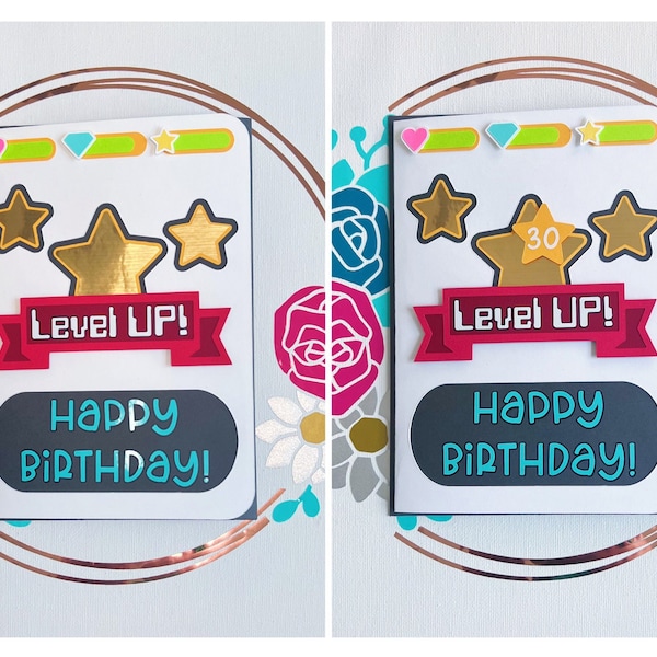 Happy Birthday Gamer Card, Custom Handmade Layered Greeting Card