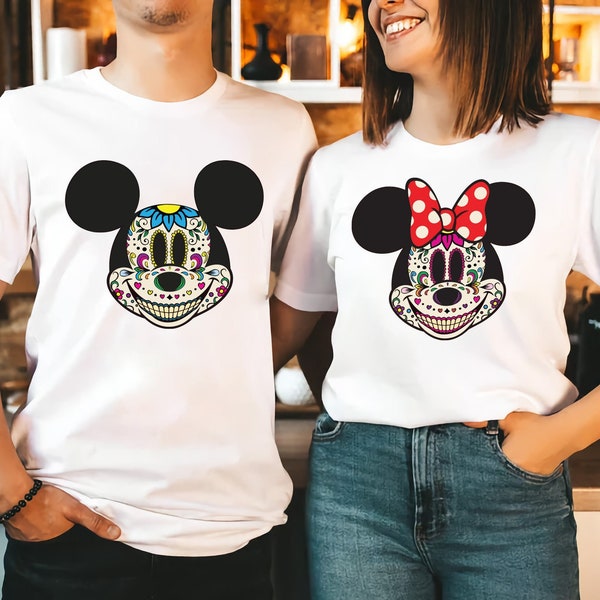 Dia de los muertos Mickey Minnie shirt, Day of the dead, Disney Couple Sugar Skull shirt, Mexican shirt, Halloween shirt couple