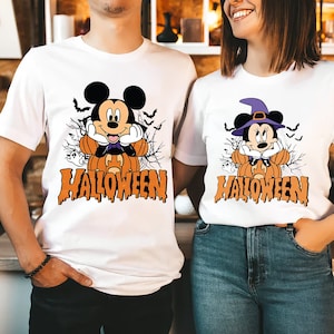 Disney Halloween Couple Tee, Halloween Disney Mickey Minnie Shirt, Mickey Autumn Tee, Disney Halloween Party Tee