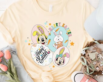 ディズニー イースターエッグ シャツ、ディズニー イースター デー、ディズニー キャラクター ハッピー イースター シャツ、ディズニー ファミリー イースター、ディズニーランド イースター 2023 シャツ