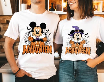 Disney Halloween Couple Tee, Halloween Disney Mickey Minnie Shirt, Mickey Autumn Tee, Disney Halloween Party Tee