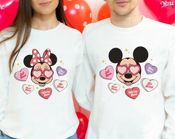 Minnie and Mickey Sweatshirt, Disney Love Shirt, Valentine's Day Hoodie, Disney Couple Shirt, Mickey Minnie Love Sweatshirt