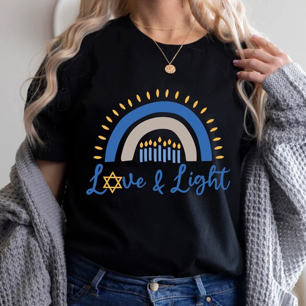 Love and Light Hanukkah Shirt, Menorah Shirt, Holiday,Hanukkah Shirt, Chanukah Shirt, Festival of lights shirt, Jewish Celebration, Holiday
