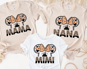 Disney Minnie Leopard Mama Nana Midi Shirt, Mom Grandma Daughter Mama Shirt, Matching Shirt, Mother's Day Gift, Birthday Gift, Grandkids
