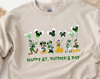 Mickey and Friends St Patrick's Sweatshirt, Gift  St Patrick Sweatshirt, Clover Bow Disney Shirt, Disney Friends, Shamrock Sweatshirt