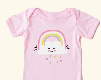 Cute rainbow Cloud Onesie ,Girl birthday outfit, Rainbow shirt, Rainbow outfit, Cute baby girl bodysuit, First birthday shirt