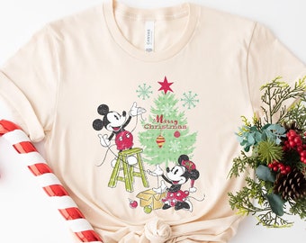 Disney Christmas Vintage Shirt, Mickey Minnie Christmas tree Vintage Shirt, Disney Family Xmas Shirts, Merry Christmas, Disneyland Xmas