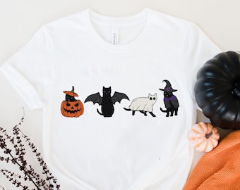 Halloween Cat shirt, Ghost Shirt, Halloween shirt, Halloween Cat Shirt, Cat Lover Shirt, Black Cat Shirt, Spooky Season