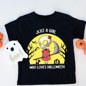 Just a Girl Who Loves Halloween, Cute Halloween shirt, Girl Halloween Gift, Halloween Party 2022 shirts, Skeleton Shirt