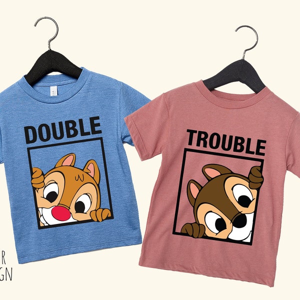 Camiseta de Chip y Dale, camiseta de Double Trouble, camisetas de pareja de Disney, camisetas familiares de Disney, camiseta de vacaciones de Disney, camiseta de hermanos, camiseta de hermano