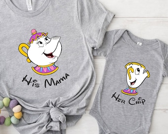 Disney Mrs. Potts and Chip T-Shirt, His mama He chip, Mother and Son shirt, Couples Tee, Disneyland Family Trip Unisex T-shirt