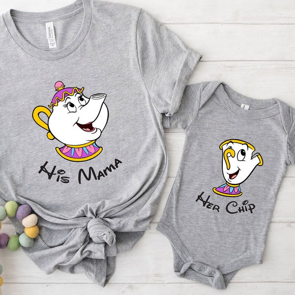 Disney Mrs. Potts and Chip T-Shirt, His mama He chip, Mother and Son shirt, Couples Tee, Disneyland Family Trip Unisex T-shirt