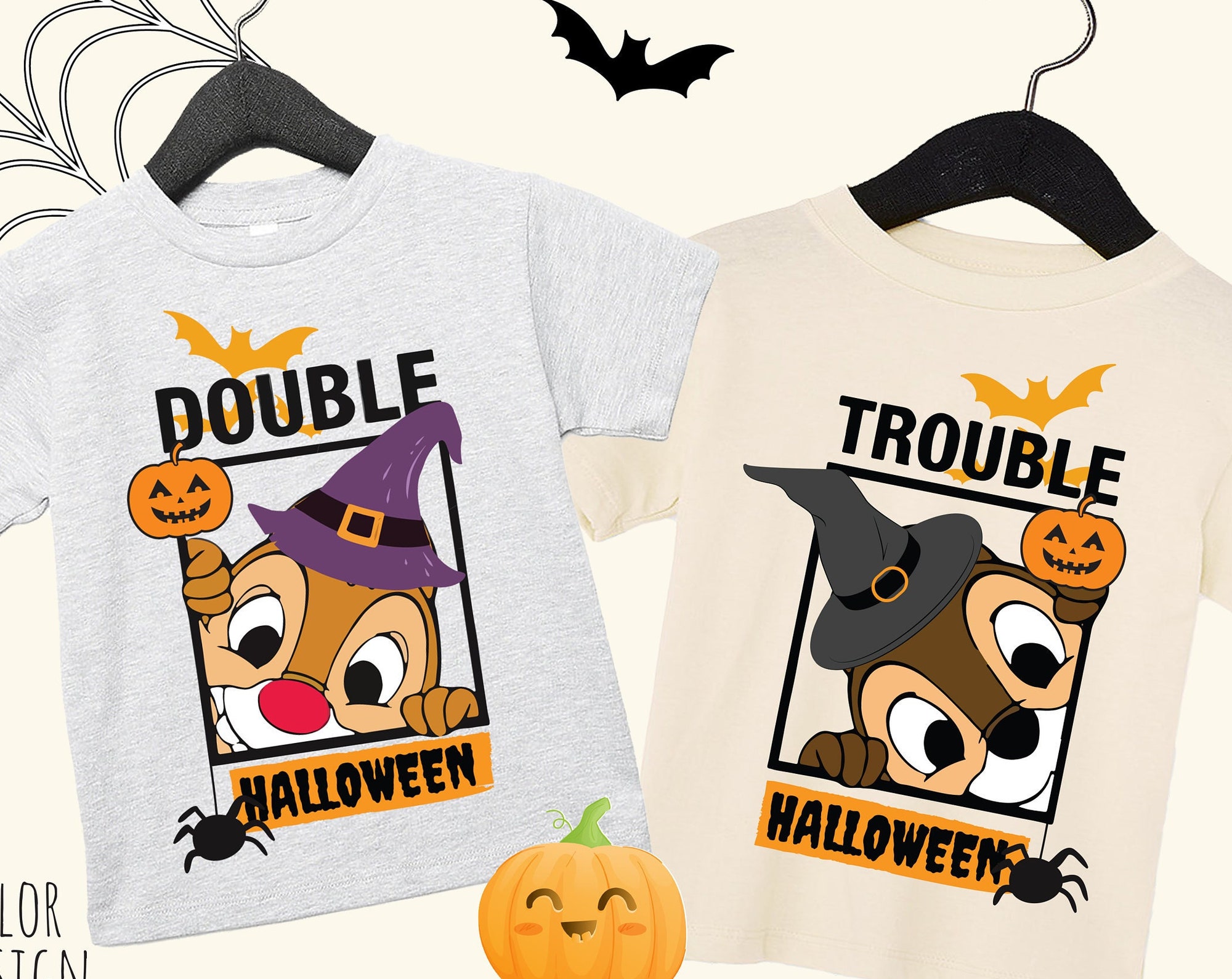 Discover Chip and Dale Halloween shirt, Double Trouble Shirt, Disney Halloween Couple Shirts,  Disney Vacation shirt, Sibling shirt, Brother Shirt