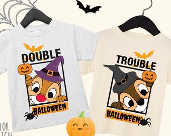 Chip and Dale Halloween shirt, Double Trouble Shirt, Disney Halloween Couple Shirts,  Disney Vacation shirt, Sibling shirt, Brother Shirt