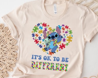 Autism Awareness Disney Stitch camicia, Donne Kid It Ok To Be Different Shirt, Autism Awareness Shirt, Autism Toddler Shirt, Autism Support