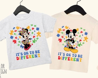 Autismus-Bewusstsein Disney Mickey Minnie Shirt, Frauen-Kind-Es ist Ok, anders zu sein Shirt, Autismus-Bewusstsein Shirt, Autismus-Kleinkind-Shirt, Autismus