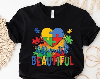 Different is Beautiful, Autism Awareness Shirt, Autism Support Shirt,  Special Education Teacher, Puzzle Piece Shirt, Special Education