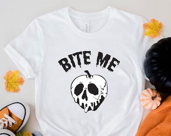 Bite Me Halloweeen Shirt, Halloween Shirt, Apple Skull Halloween Shirt, Halloween Family Shirt, Funny Halloween Tee, Halloween Gifts