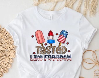 Tasted Like Freedom Shirt, Independence Day T-shirt, Ice Creams Taste Like Freedom T-Shirt, US Flag Tee, Retro Trendy Shirt, 4th July Shirt