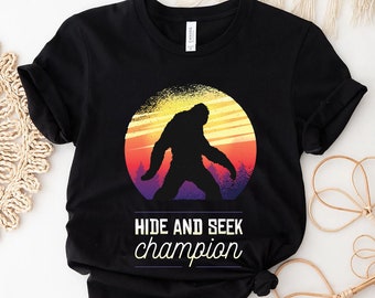 Hide And Seek Champion Shirt,Bigfoot Shirt,Sasquatch Tshirt,Hiking Tshirt,Unisex Crewneck,Undefeated Tshirt,Vintage Retro