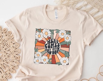 Here Comes the Sun T Shirt For Women, Travel Beach Vacation Shirt, Sunshine Shirt, Beatles Retro Shirt, Motivational Shirt, Gift for Her