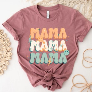 Retro Mama Shirt, Smiley Face Mama Shirt, Mother&#39;s Day Shirt, Mama Shirt, New Mom Shirt, Mom Gift From Kids, Vintage Mama T-shirt