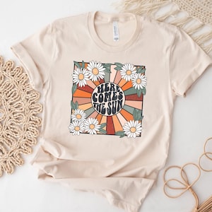 Here Comes the Sun T Shirt For Women, Travel Beach Vacation Shirt, Sunshine Shirt, Beatles Retro Shirt, Motivational Shirt, Gift for Her