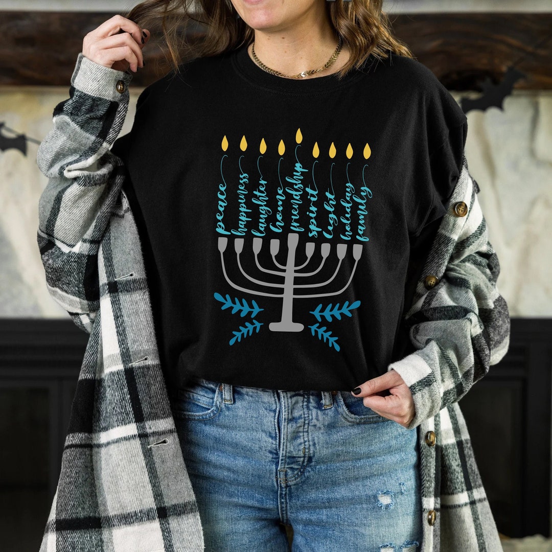 Hanukkah Menorah Shirt, Hanukkah Holiday Shirt, Jewish Gift Tee