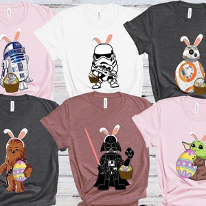 Star Wars Character Easter Shirt, Easter Darth Vader Shirt, Baby Yoda, Star Wars Characters Easter Eggs Shirt, Happy Easter, Star Wars Shirt image 1