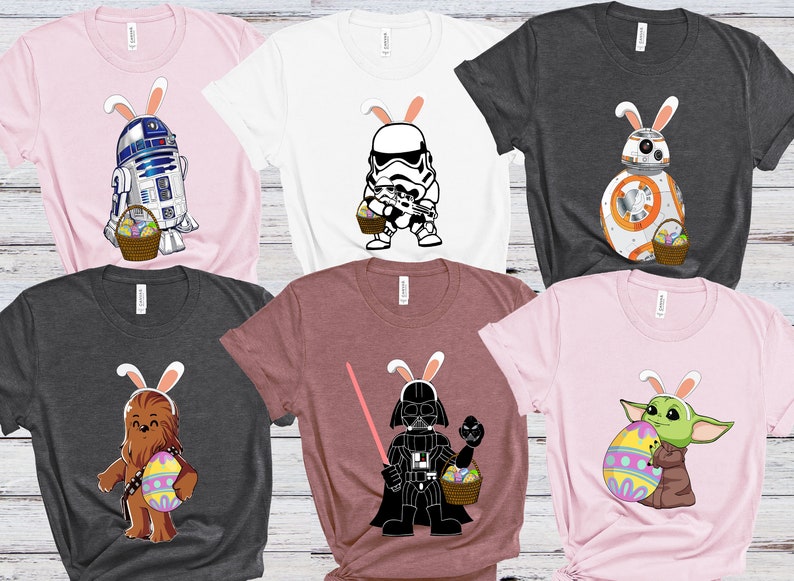 Star Wars Character Easter Shirt, Easter Darth Vader Shirt, Baby Yoda, Star Wars Characters Easter Eggs Shirt, Happy Easter, Star Wars Shirt image 1