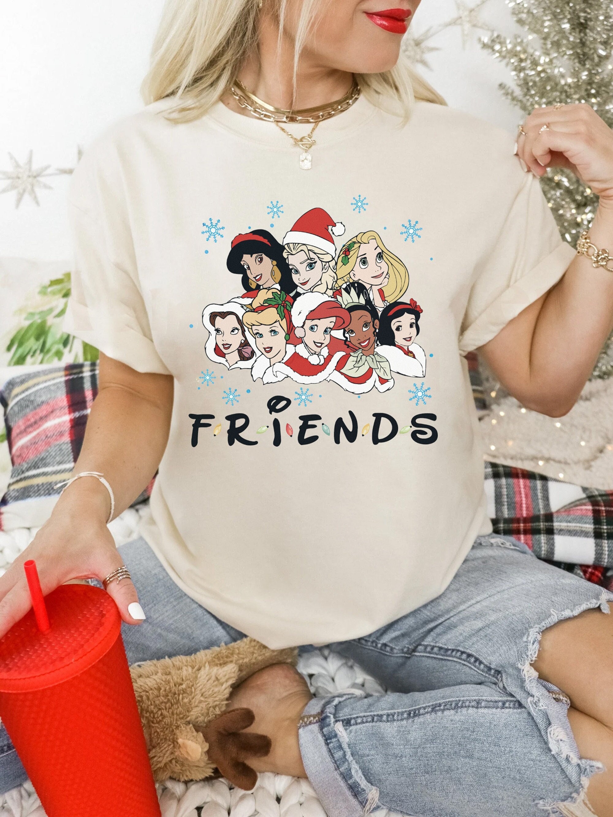 Discover Camiseta Princesas de Disney Feliz Navidad Vintage para Hombre Mujer
