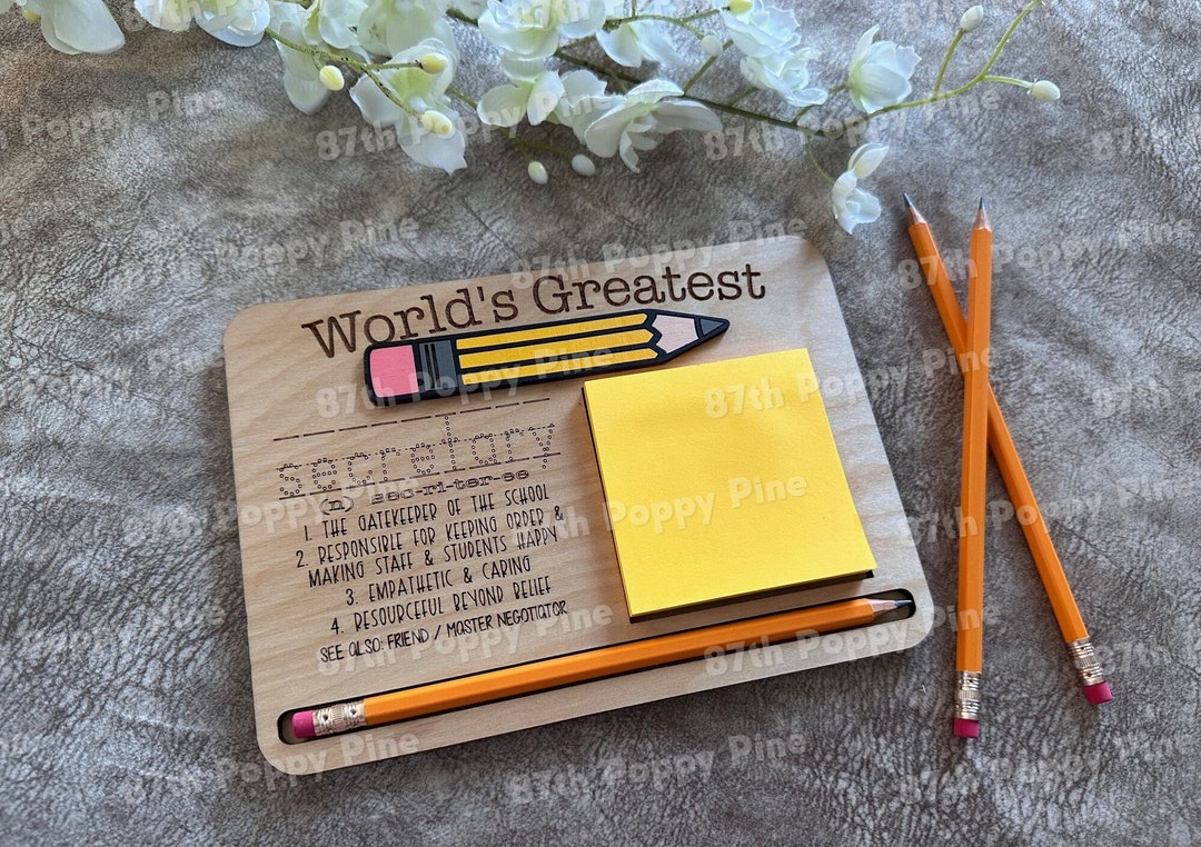 Secretary Sticky Notes Secretary Gift, Teacher Sticky Note Holder, Valentines Teacher Gift ...